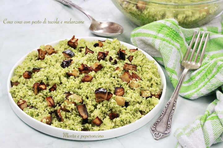 Cous cous con pesto di rucola e melanzane