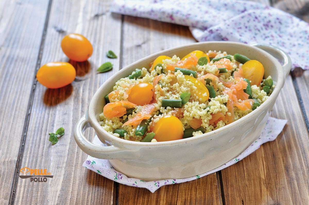 Cous cous con salmone affumicato e pesto