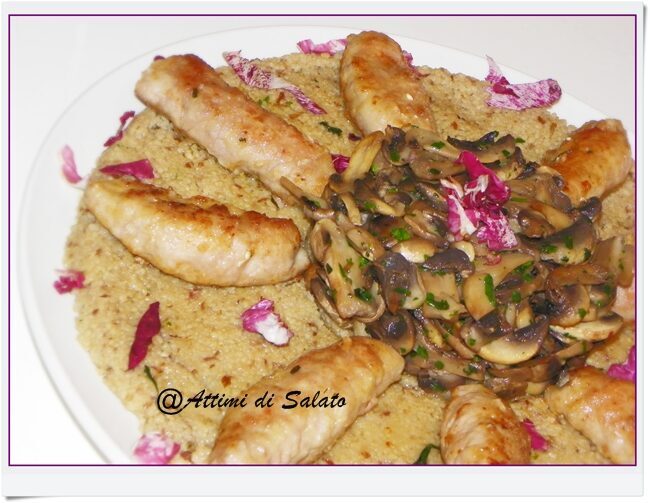 Cous cous integrale con involtini e radicchio