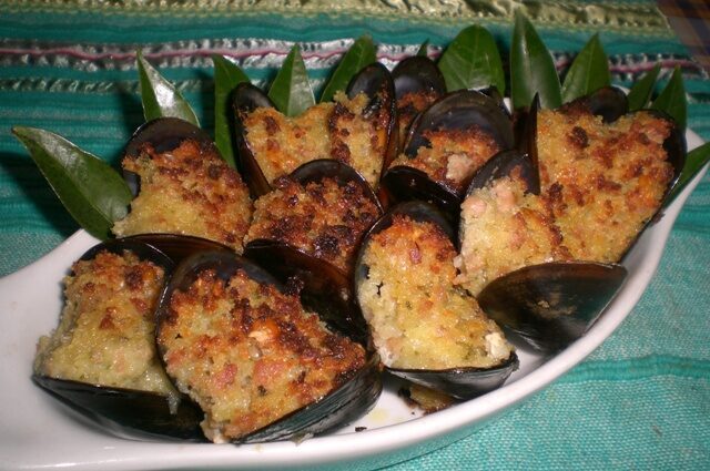 Cozze gratinate al coriandolo