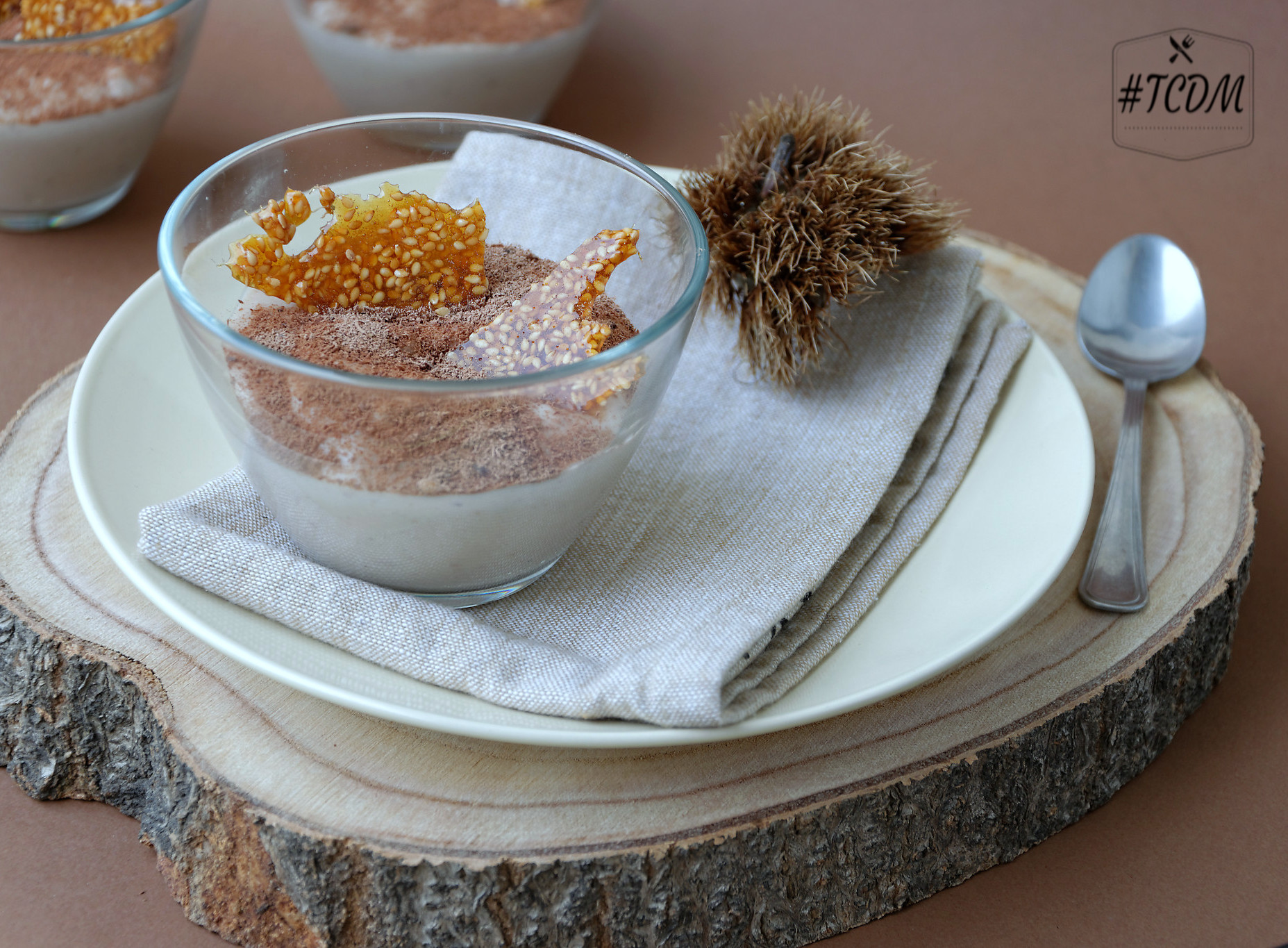 Crema di castagne con croccantino ai semi di sesamo