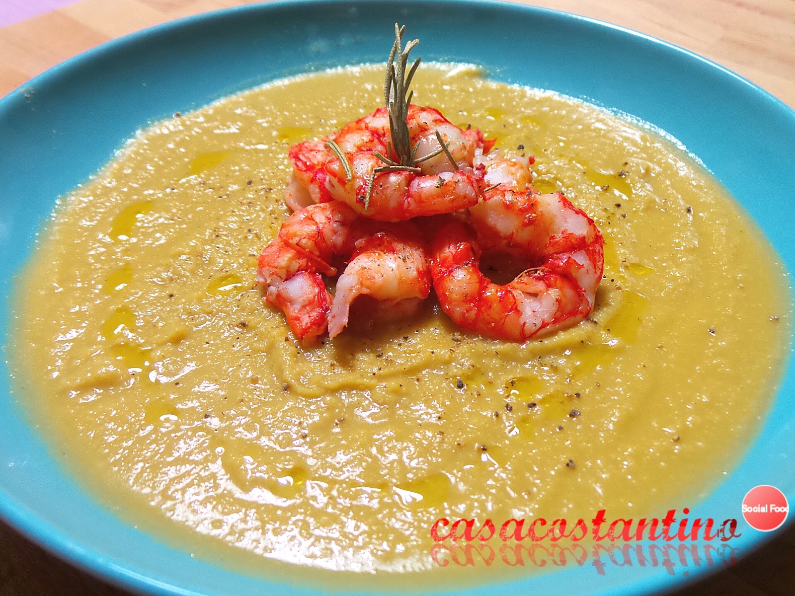Crema di ceci e gamberone rosso di Mazara