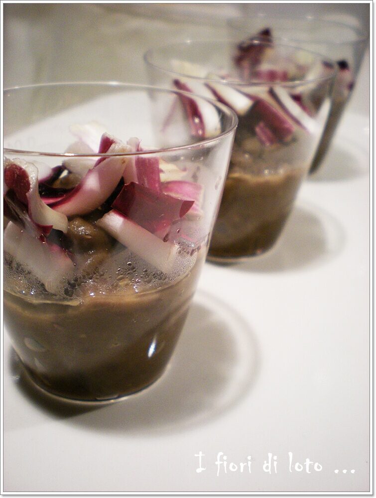 Crema di lenticchie speck croccante e radicchio tardivo