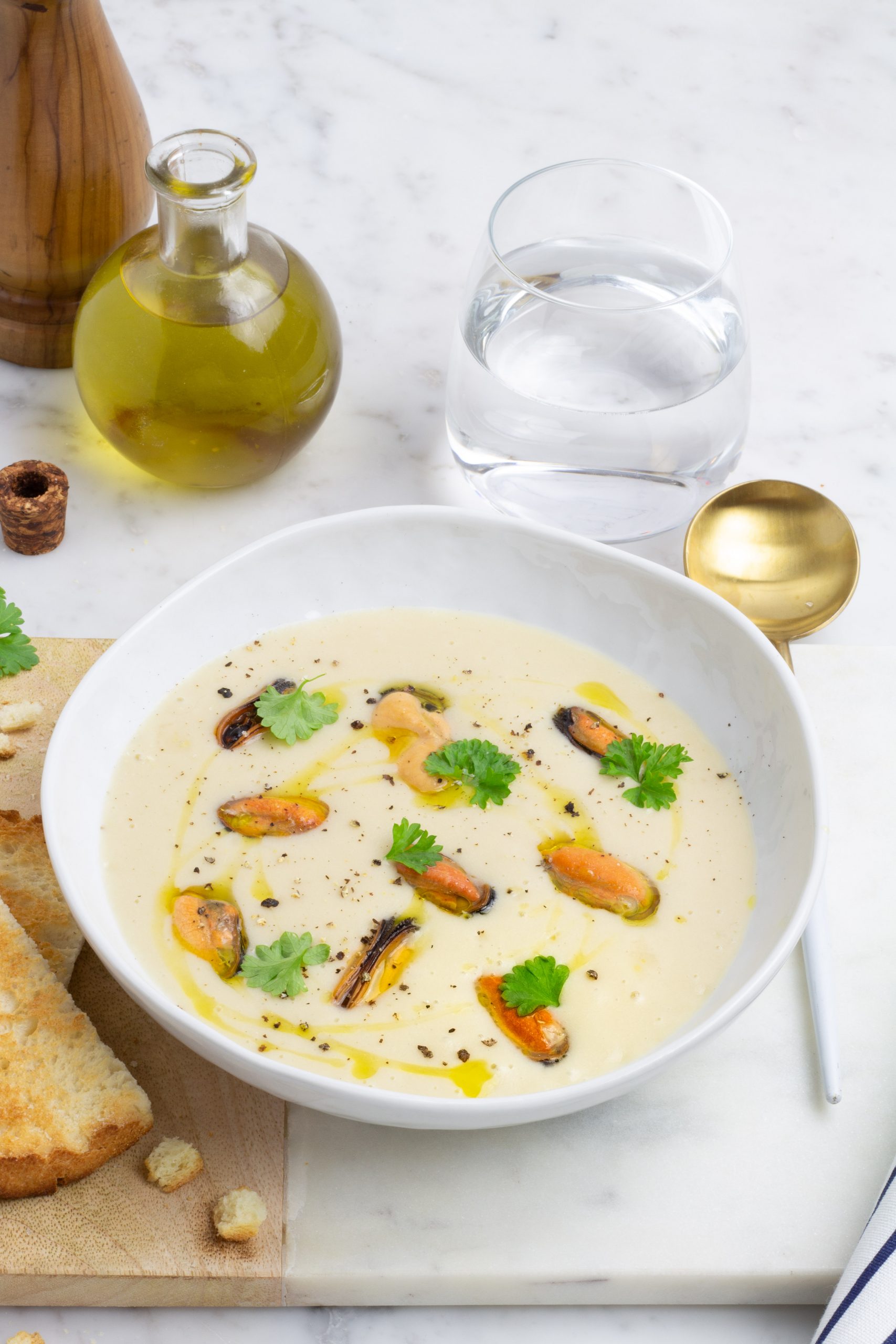 Crema di patate, cannellini e cozze