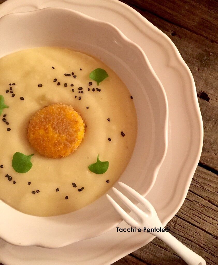 Crema di patate con bitto igp e tuorlo d’uovo fritto
