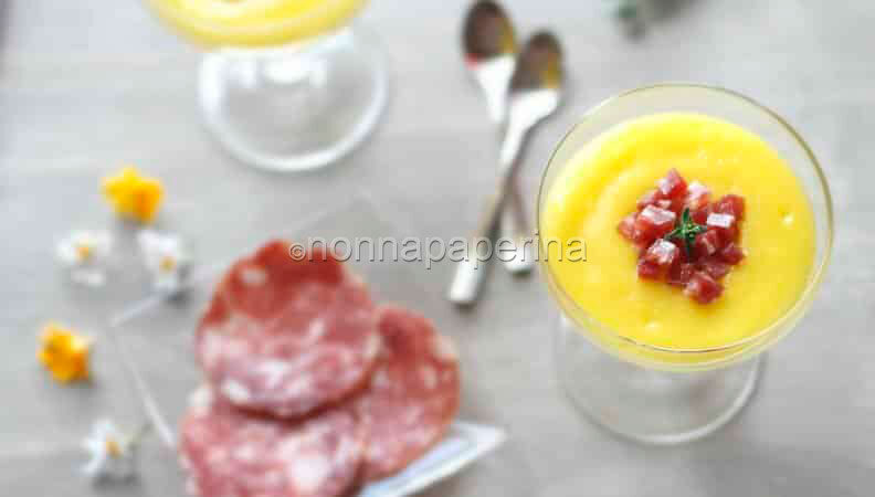 Crema di patate con dadini di Salame Campagnolo