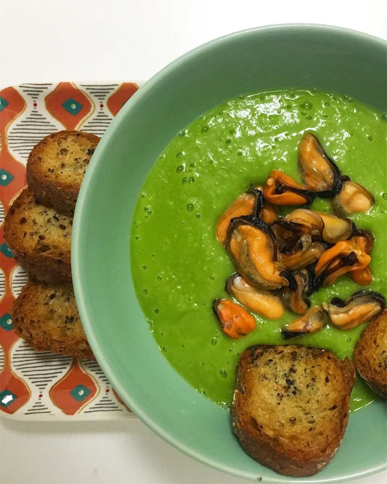 Crema di piselli e cozze