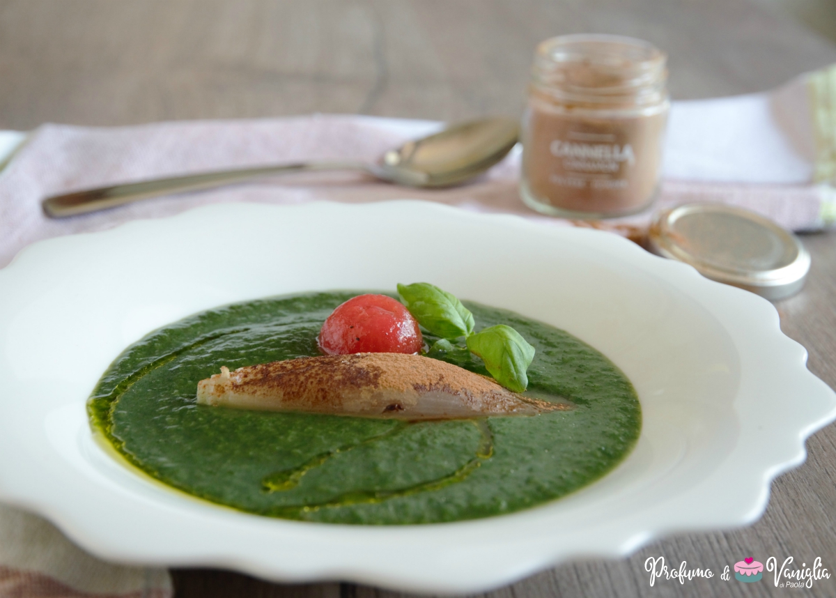 Crema di soncino con scalogni arrosto