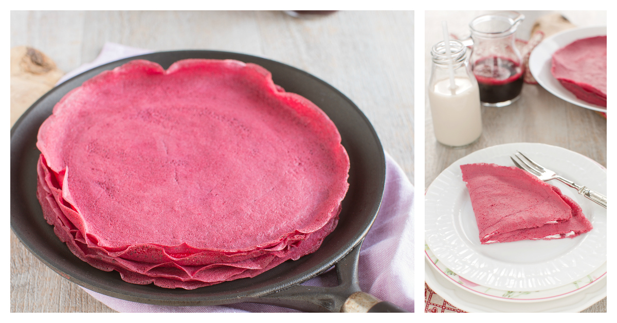 Crepes al grano saraceno e barbabietola senza glutine senza uova vegan
