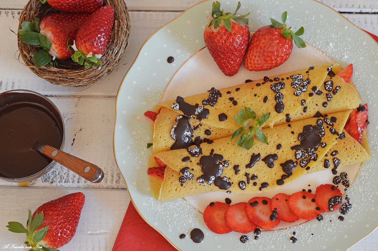 Crepes (crespelle) alle fragole e crema di mascarpone