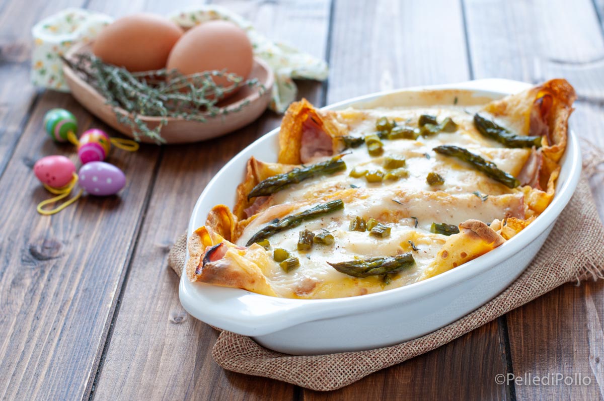 Crespelle agli asparagi con prosciutto e ricotta