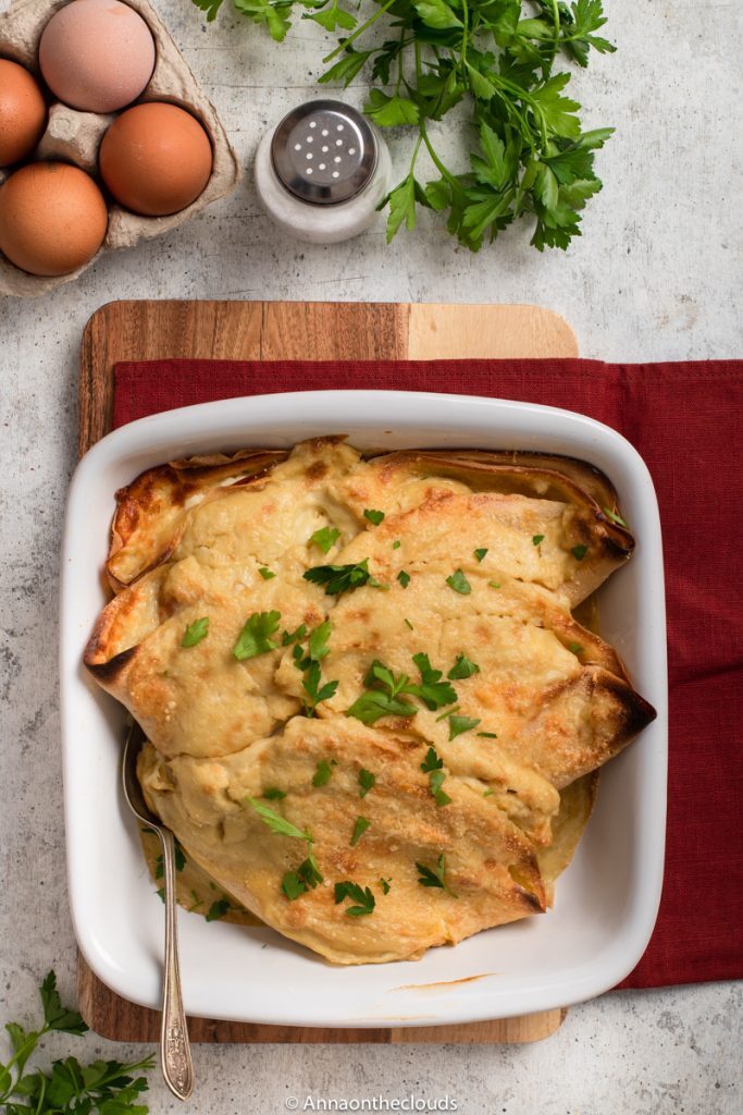 Crespelle al forno con prosciutto e formaggio