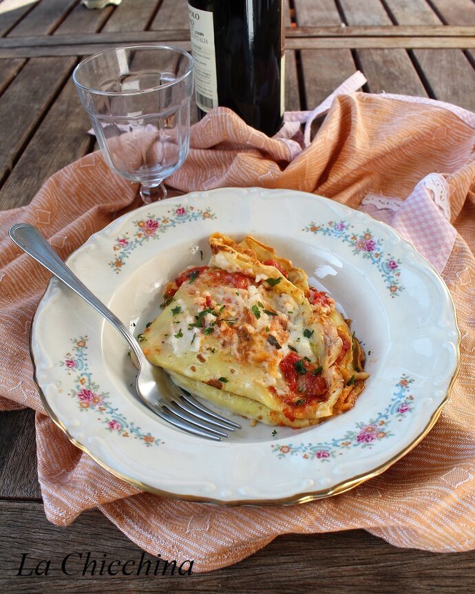 Crespelle con funghi e tonno