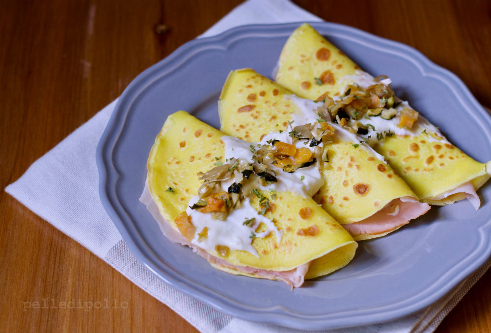 Crespelle con verdure e prosciutto