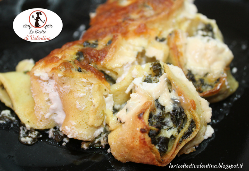 Crespelle integrali agli spinaci, gratinate con panna vegetale e formaggio grana