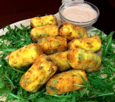 Crocchette di patate con rucola e olive