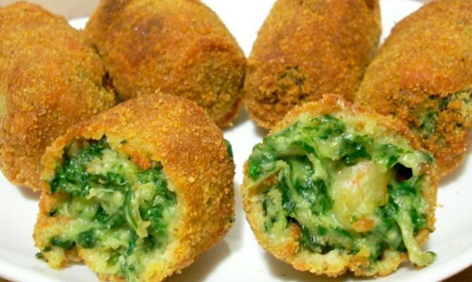 Crocchette di spinaci con cuore filante