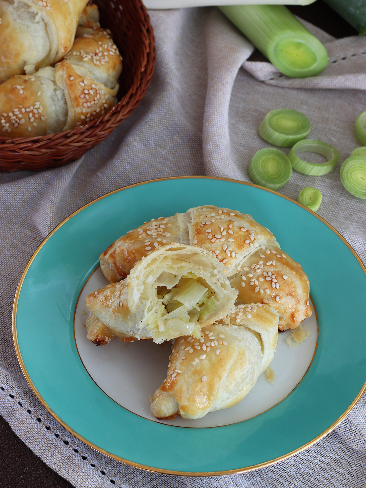 Croissant di sfoglia ai porri