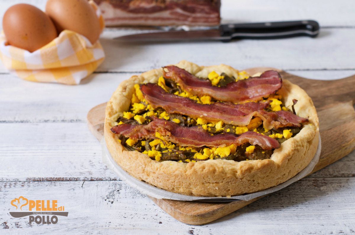Crostata ai carciofi con uova e bacon