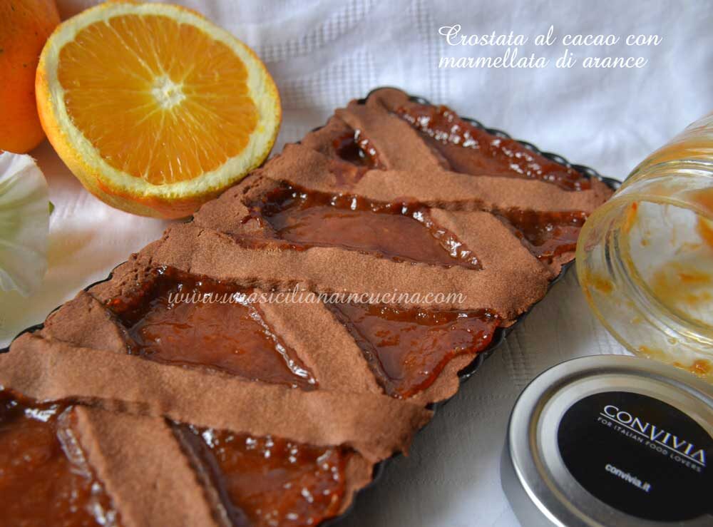 Crostata al cacao con marmellata arance