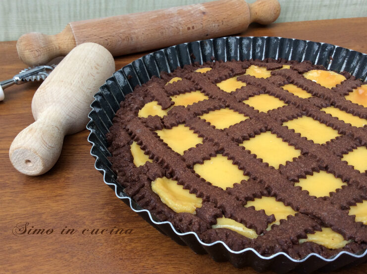 Crostata al cioccolato e crema pasticciera