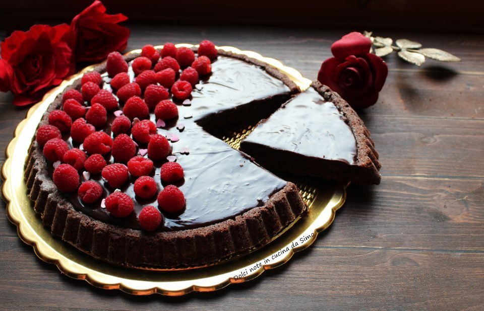 Crostata al cioccolato e lamponi