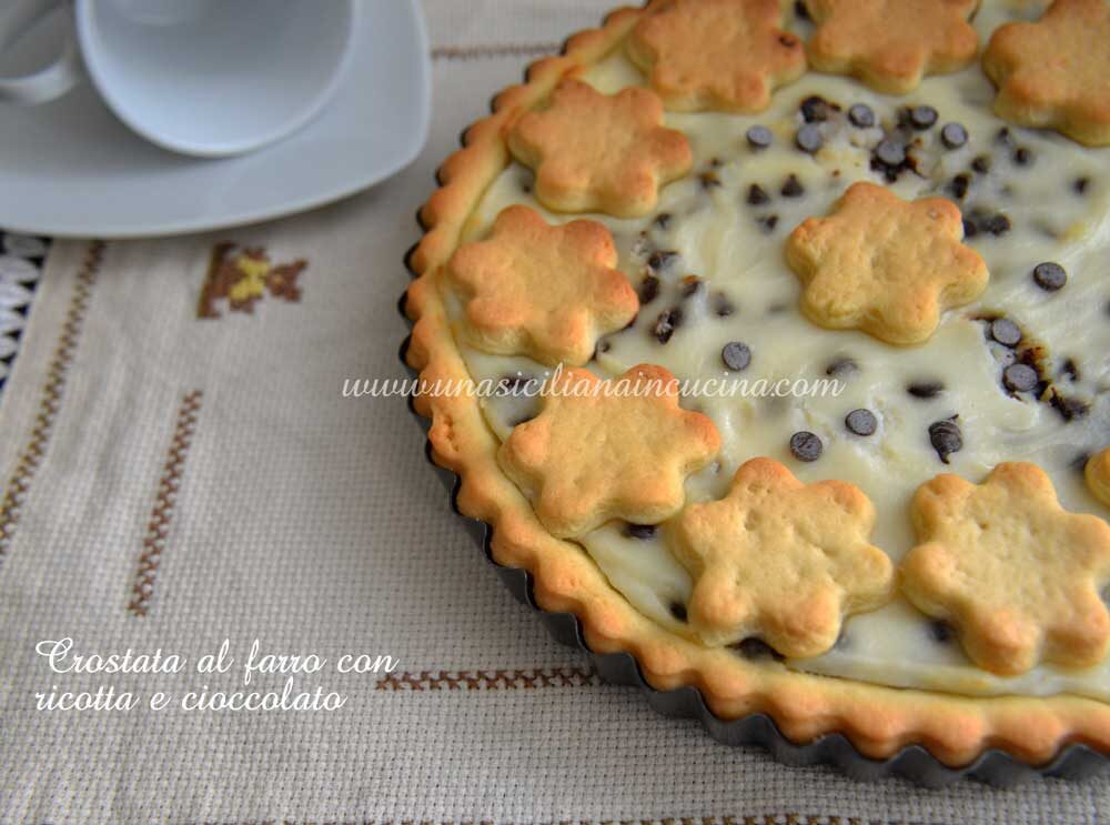 Crostata al farro ricotta e cioccolato senza zucchero