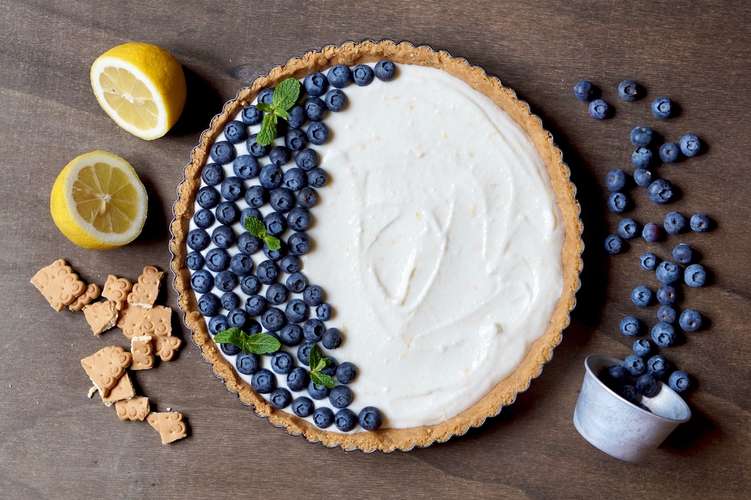 Crostata al limone e mirtilli senza cottura