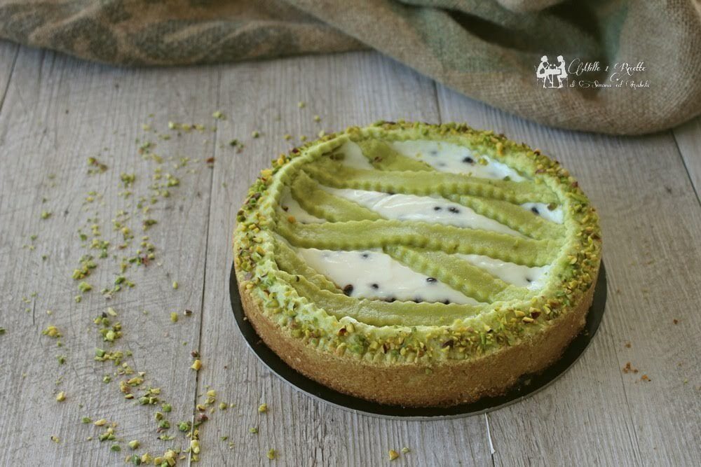 Crostata al pistacchio con crema di ricotta e gocce di cioccolato