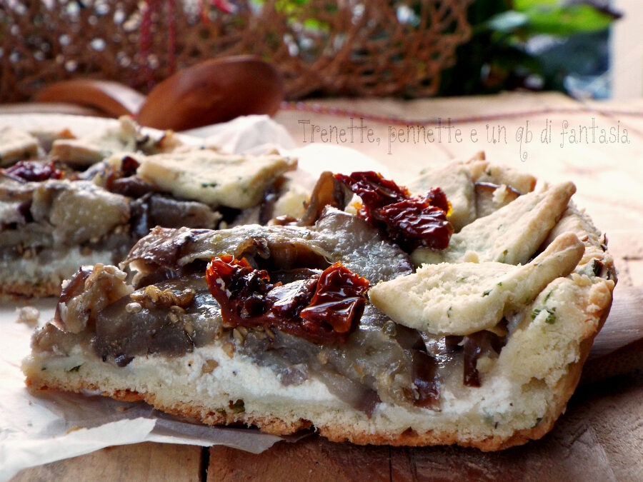 Crostata al prezzemolo con ricotta e melanzane