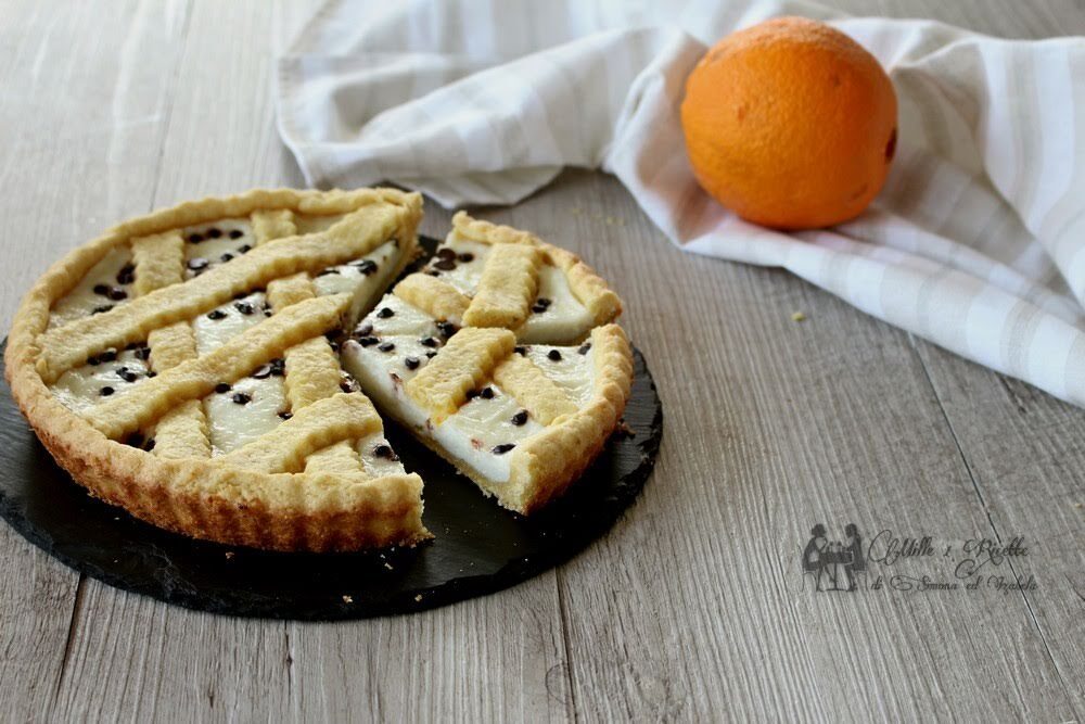 Crostata all’arancia con crema ricotta e cioccolato senza uova