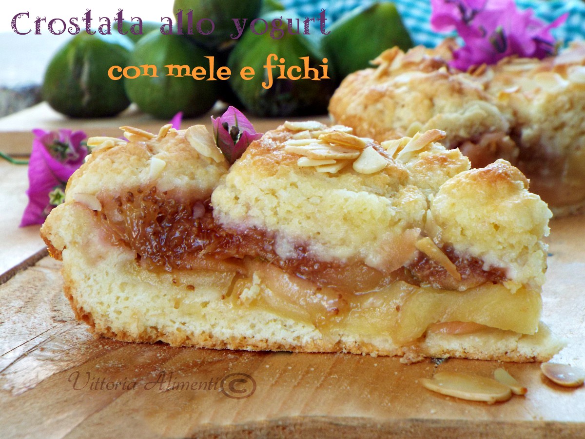 Crostata allo yogurt con mele e fichi