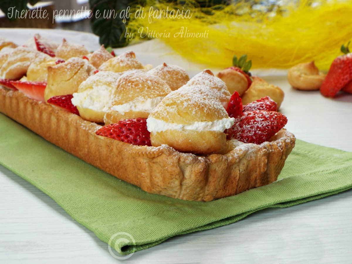 Crostata bignè con lemon curd e fragole