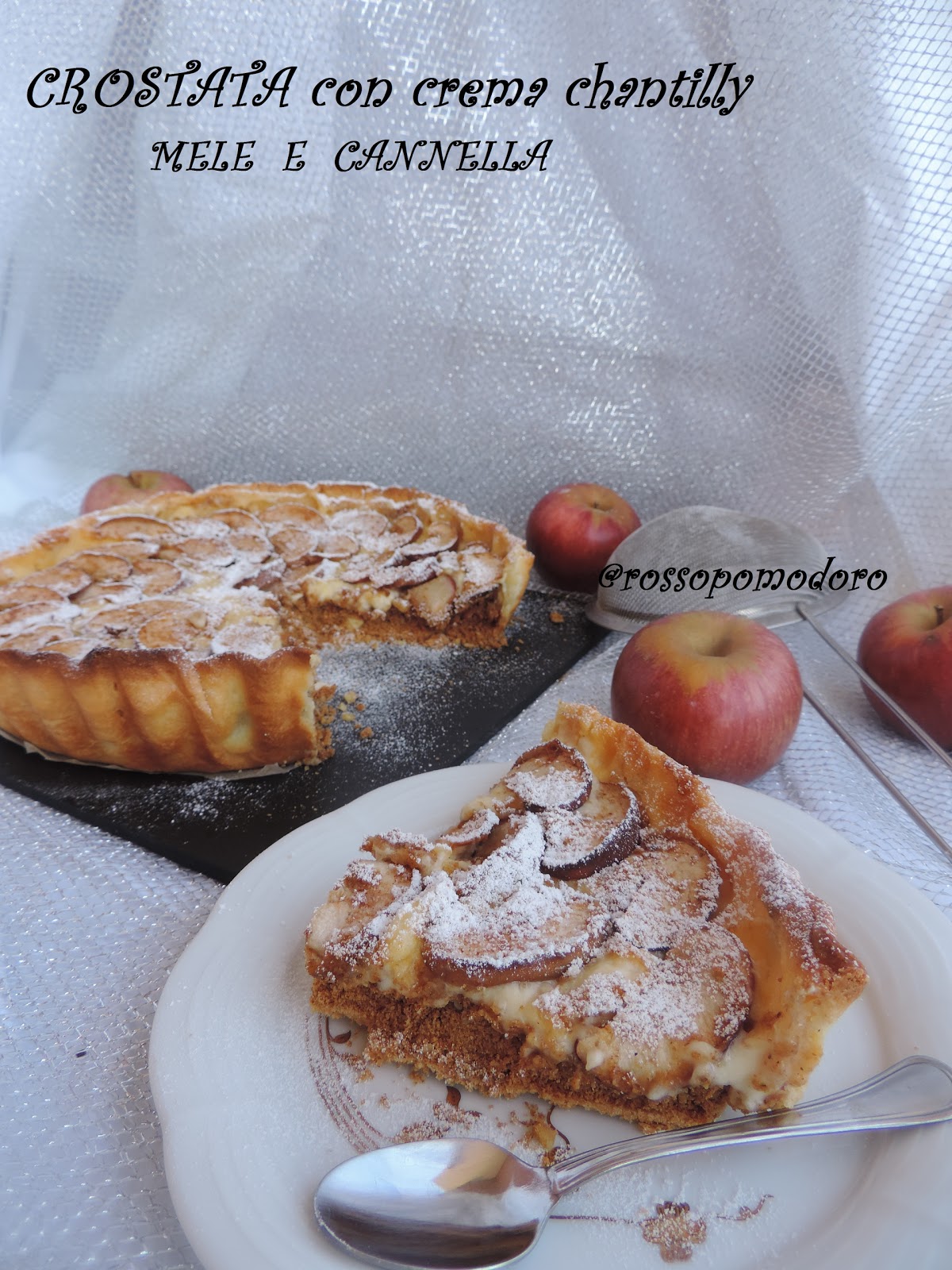 Crostata con crema chantilly mele e cannella