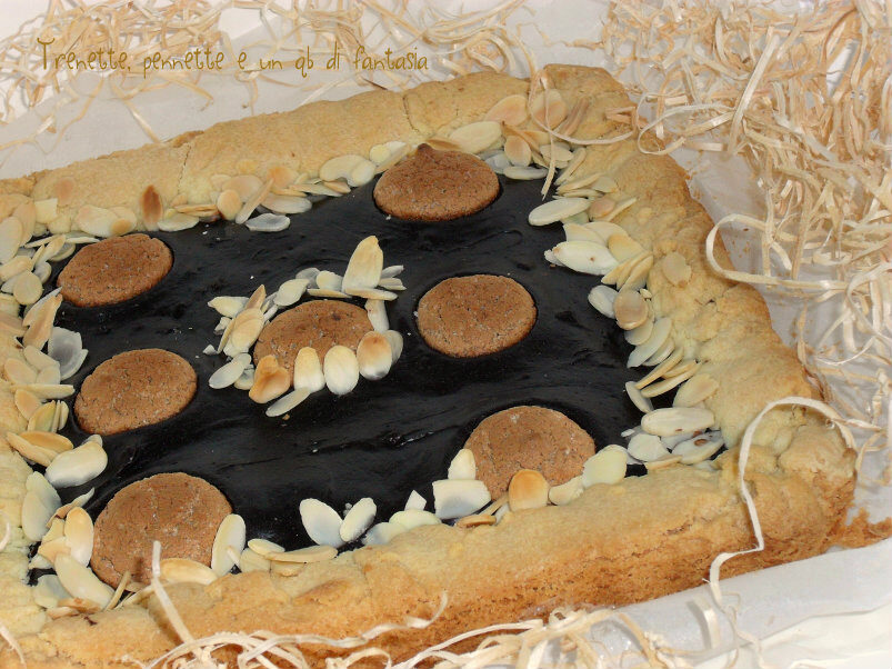 Crostata con fonduta al cioccolato