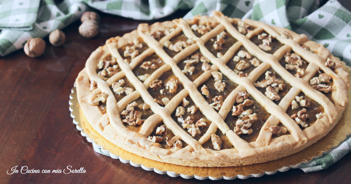Crostata con marmellata di fichi e noci