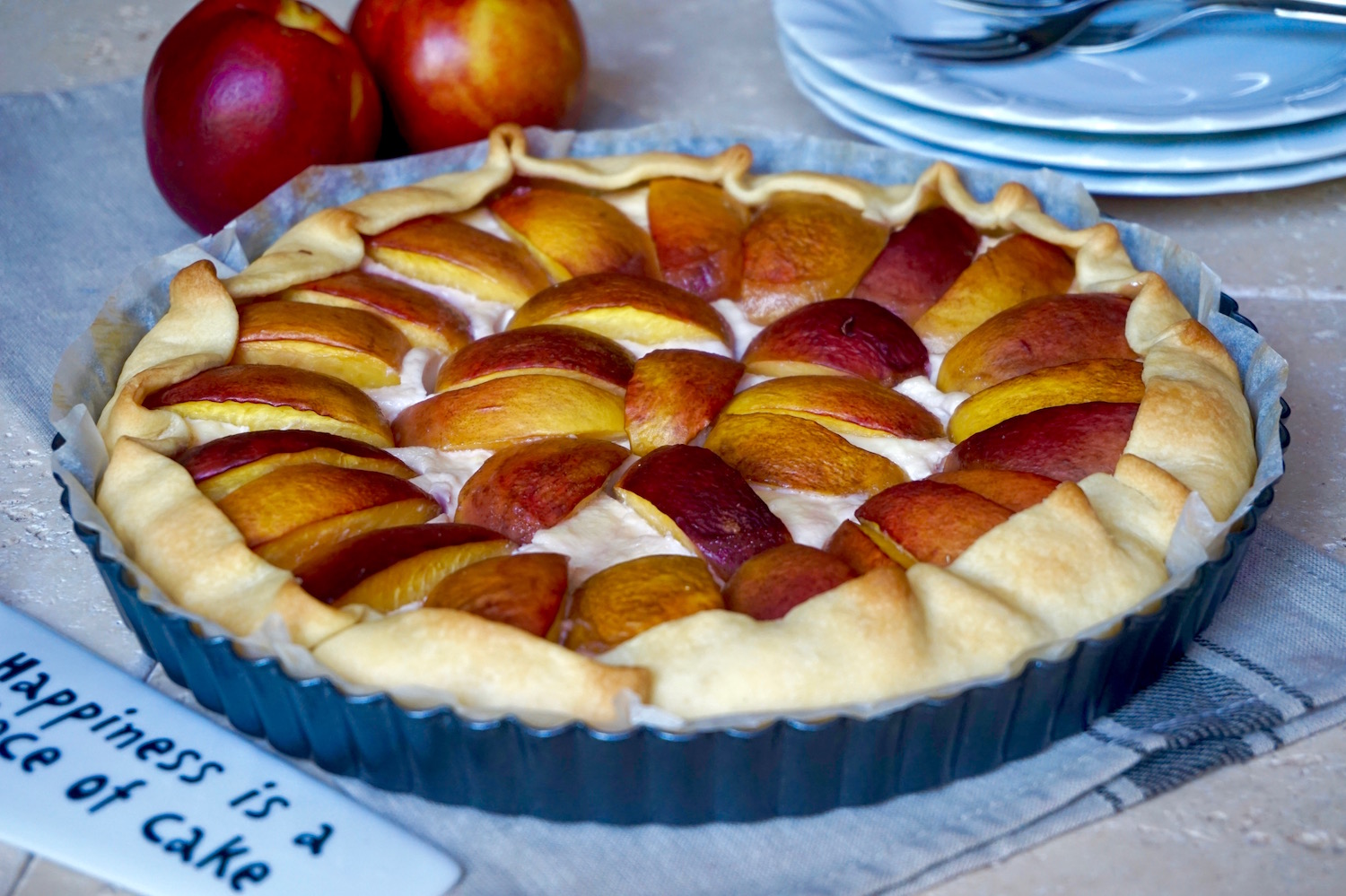 Crostata con ricotta e pesche