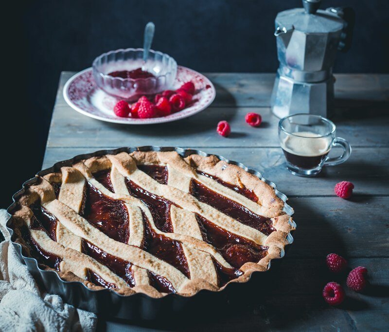 Crostata confettura di lamponi
