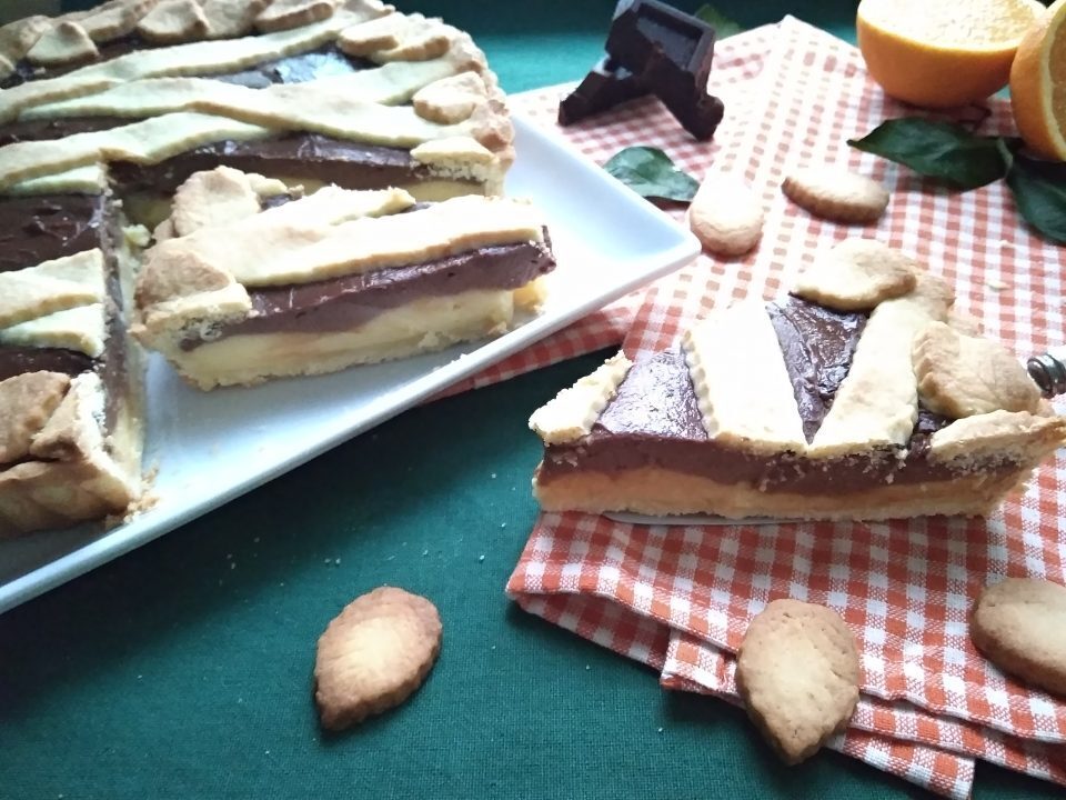 Crostata crema all’arancia e crema al cioccolato