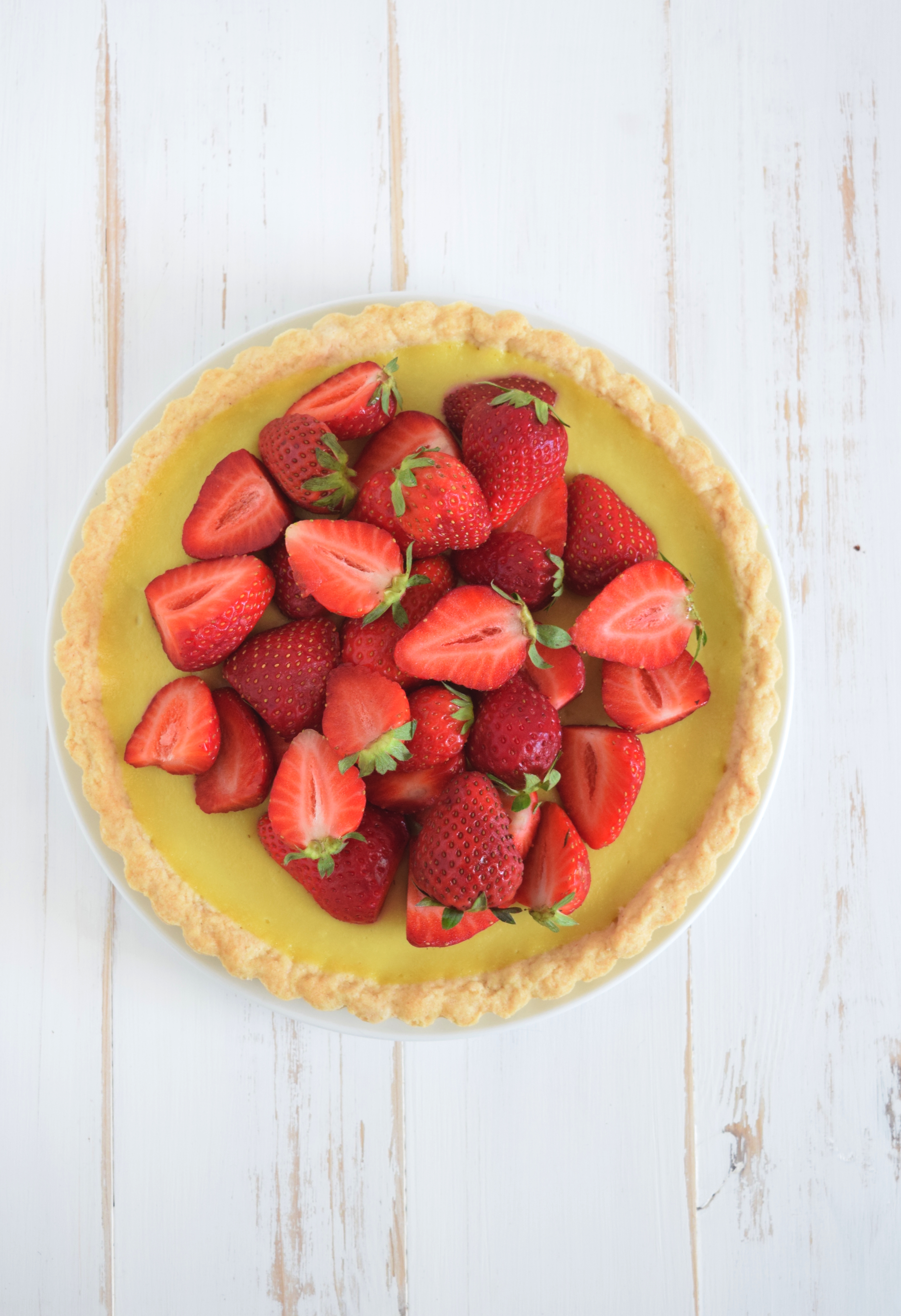 Crostata crema e fragole, senzalattesenzauova