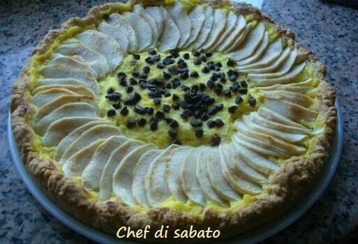 Crostata crema pasticcera mele e cioccolato