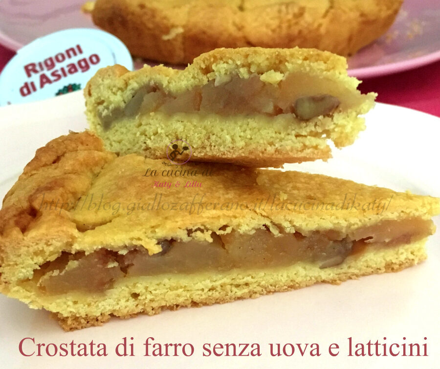 Crostata di farro senza uova senza latticini con poco zucchero alle pere e pistacchi