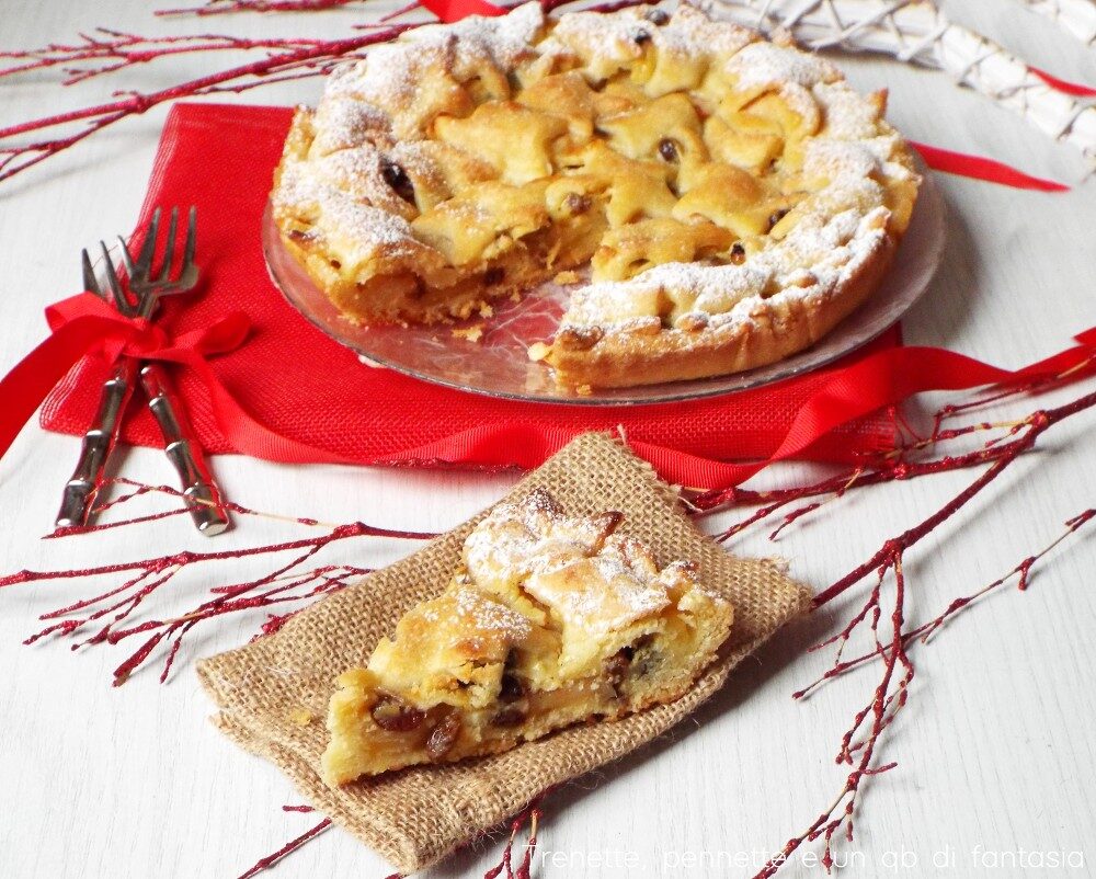 Crostata di mele, crema e uvetta