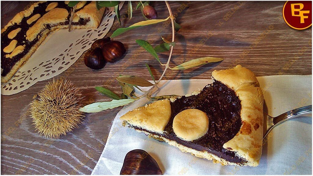 Crostata di pasta frolla all’olio con crema di castagne