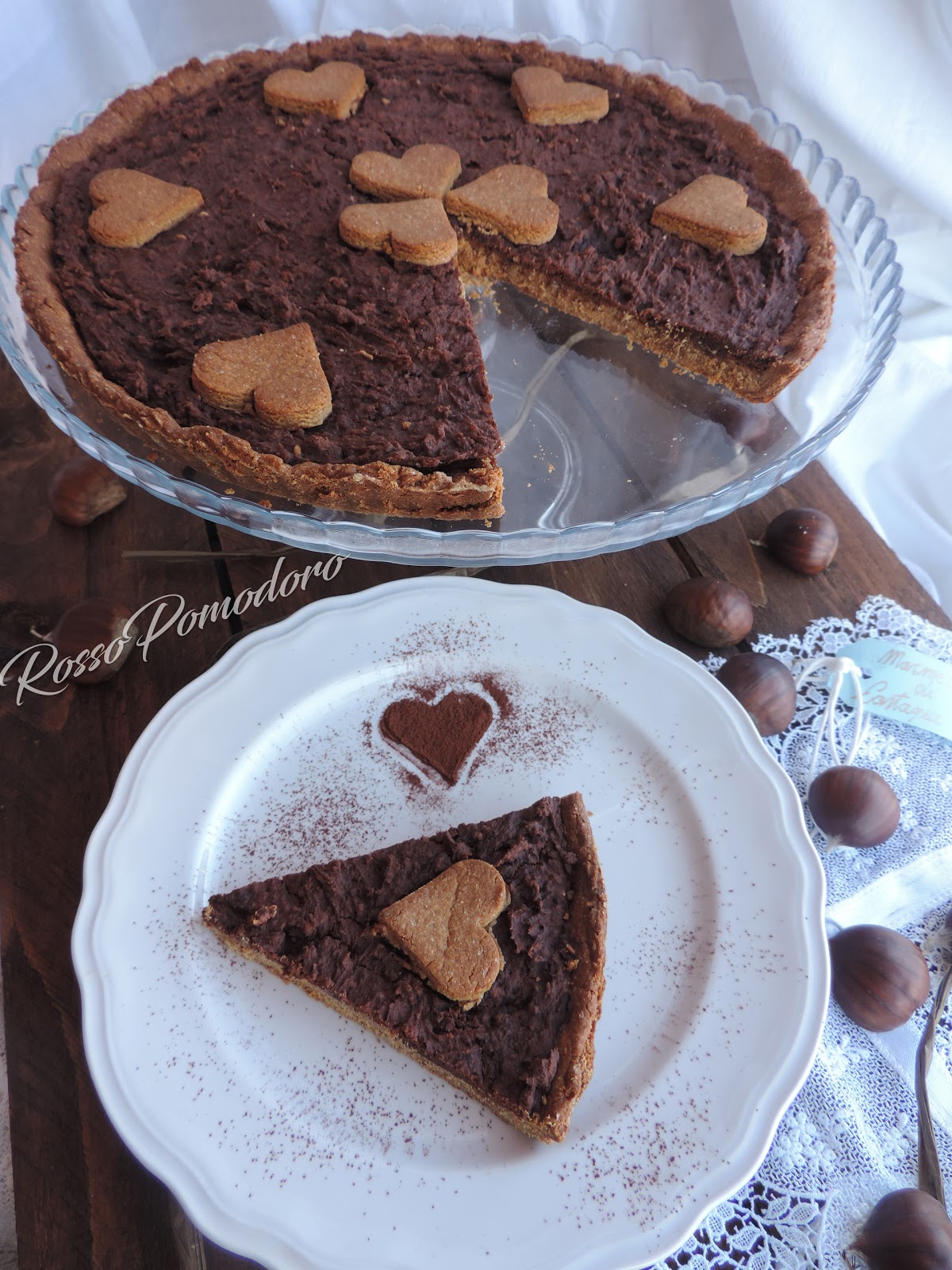 Crostata di pasta frolla all’olio e farina di castagne
