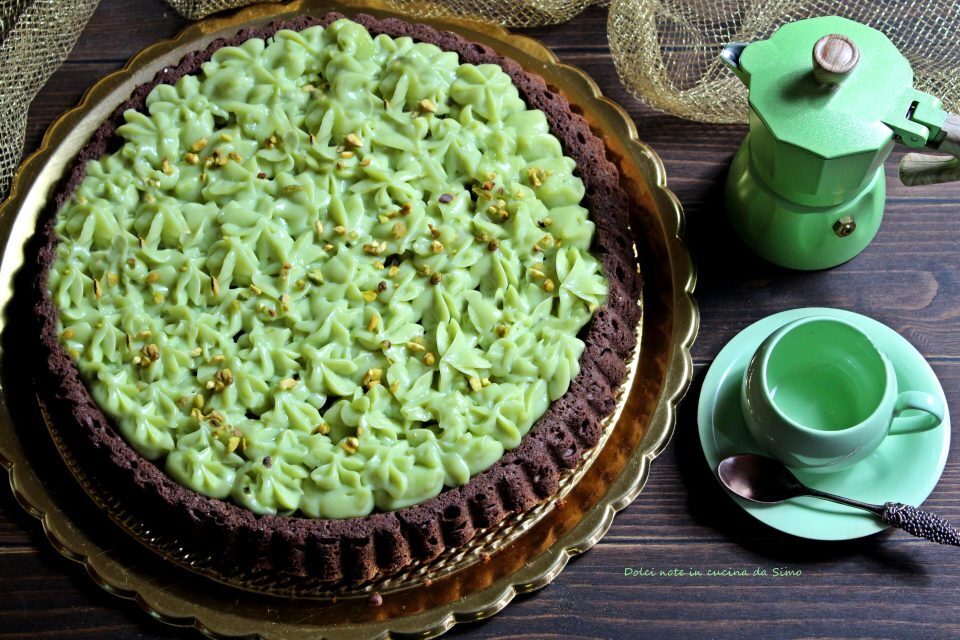 Crostata morbida al cioccolato e crema pistacchio