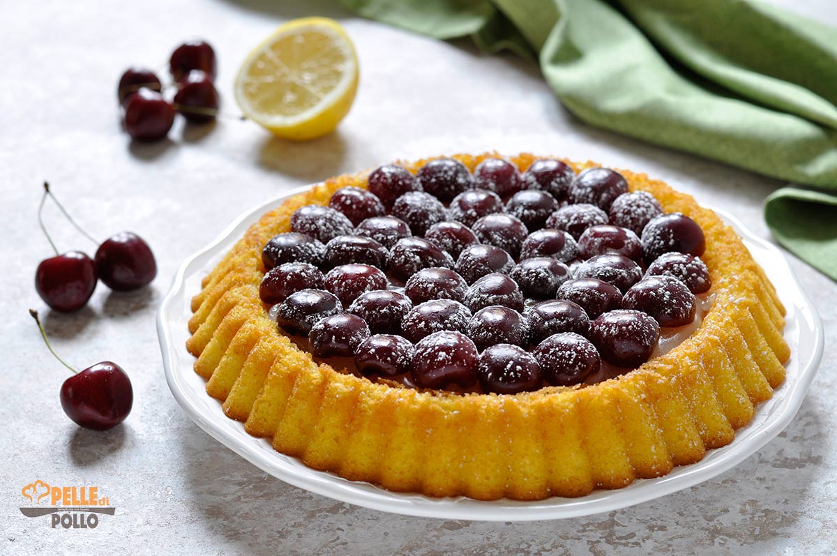 Crostata morbida alle ciliegie con crema all’acqua