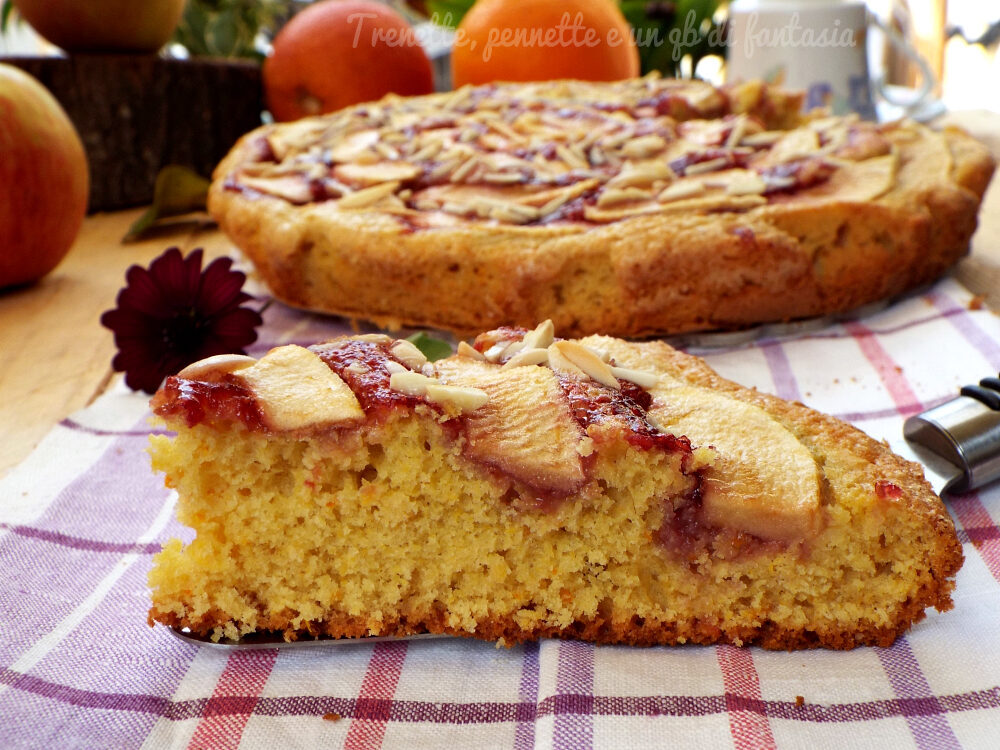 Crostata morbida arancio, mela e lamponi