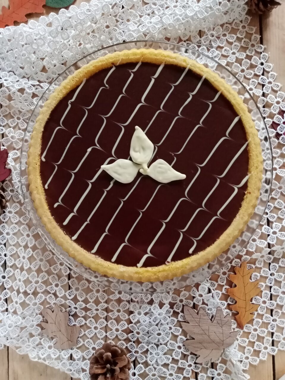 Crostata morbida zucca , cannella e cioccolato