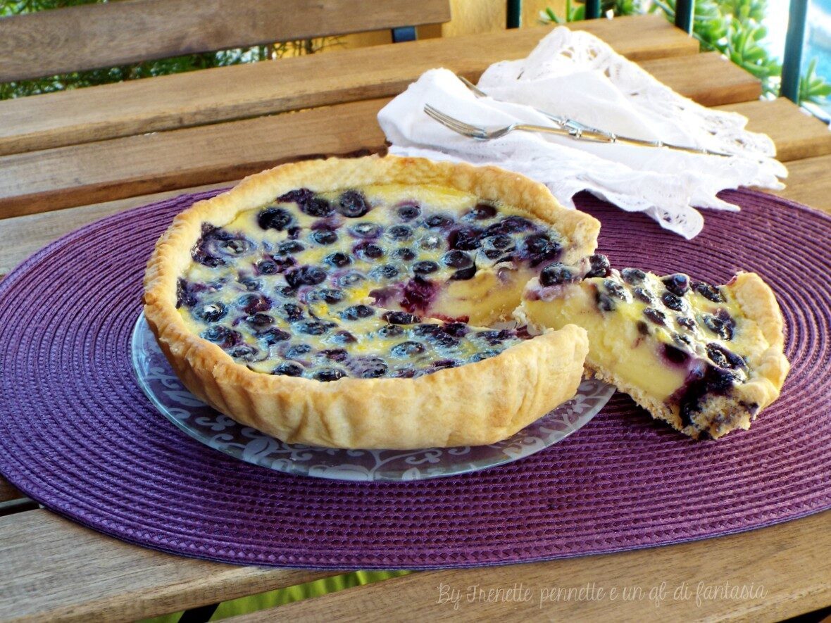 Crostata quiche con mirtilli..frolla all’acqua senza burro e uova